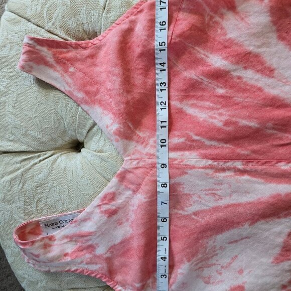 Haris Cotton Brand Dress Tie-Dye Linen Shift Sz. S Red/Pink/White Blend - Picture 6 of 13